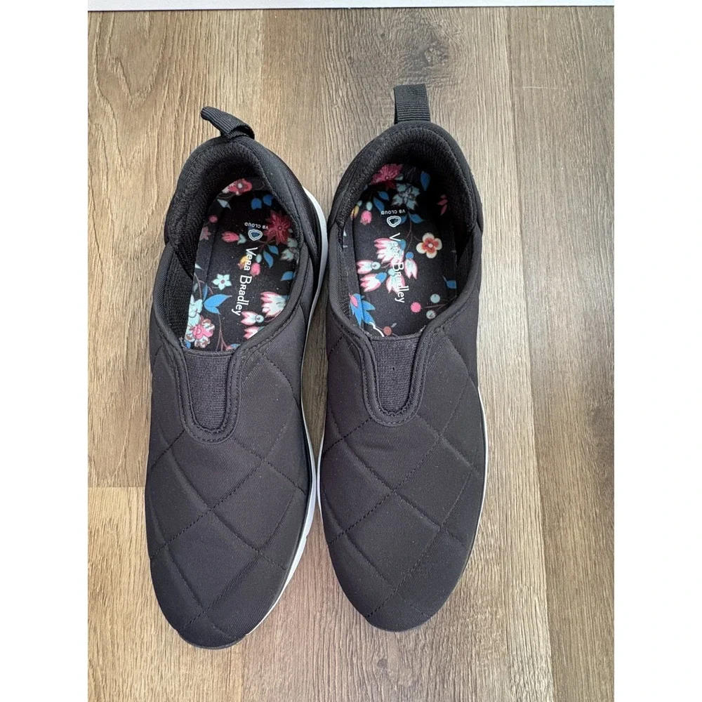 VERA BRADLEY Quilted‎ Black VB Cloud 2 Mile Slip-On Shoes Sneakers Women's 7